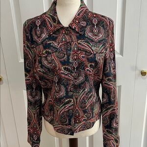 Chadwicks Of Boston Paisley Cropped Jran Jacket Size M EUC